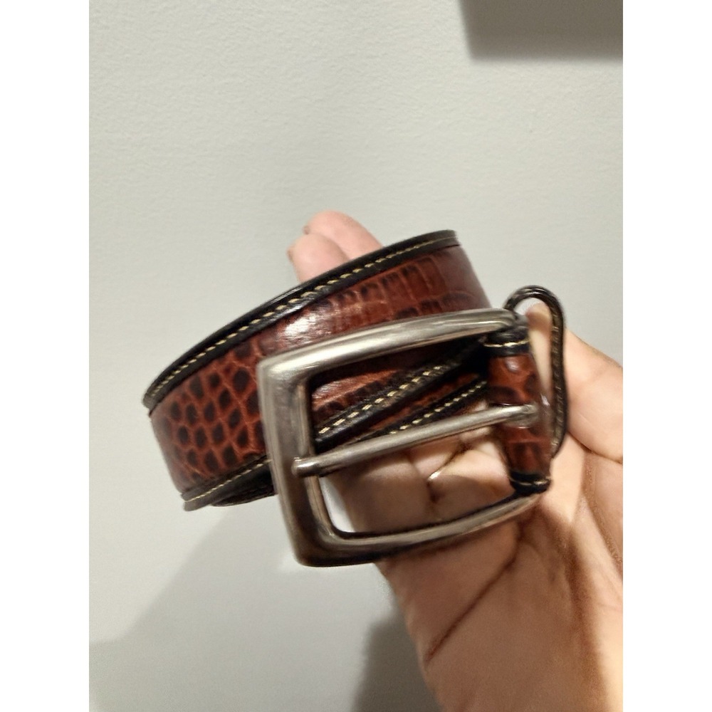 Tommy Bahama Genuine Top‎ Grain Brown Croc Embossed Leather Belt Men's Sz 40 40"